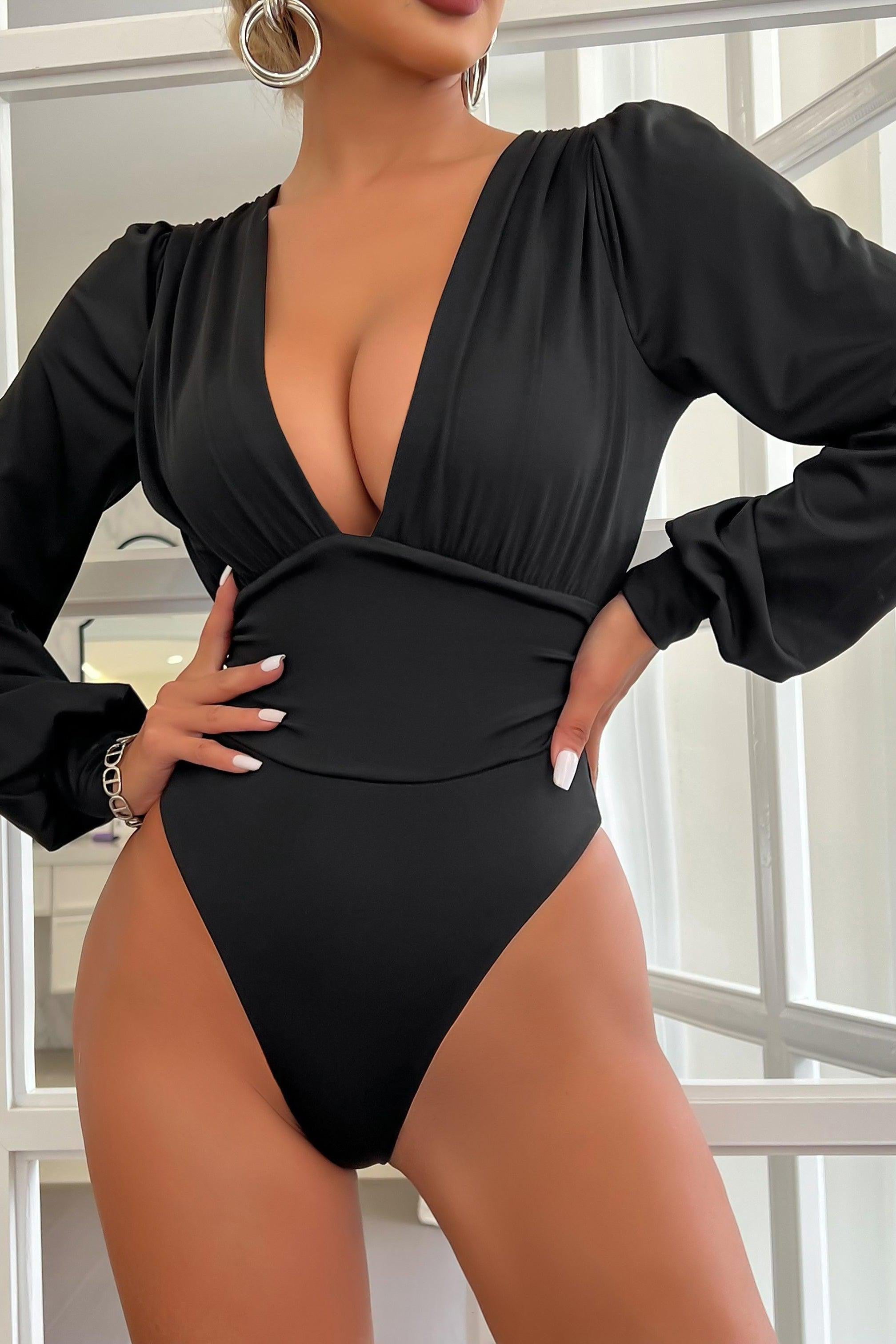 Lusuna Shapewear - Sexy Long Sleeve V-Neck Jumpsuit